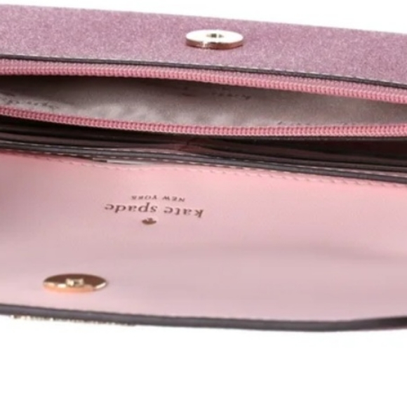 Kate spade EUC New York Bags Boxed Med Glitter Flap Phone Wristlet Wallet Pink - Picture 9 of 16